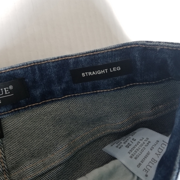 JUDY BLUE DISTRESS STRAIGHT LEG RAINBOW JEANS SIZE 3/26 - Picture 4 of 16